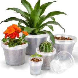 OUPSAUI 35 Pack 4/6/8/10/12 Inch Clear Nursery Pots with Drainage Hole, Clear Large Plastic Pots for Plants, Transparent Variety Seedling Planter for Vegetable Flowers Fruits