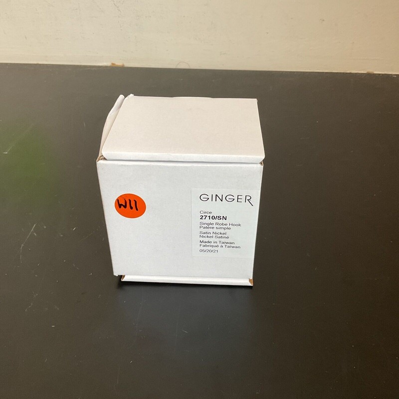 Ginger Circe Single Robe Hook. Satin Nickel. 2710/SN