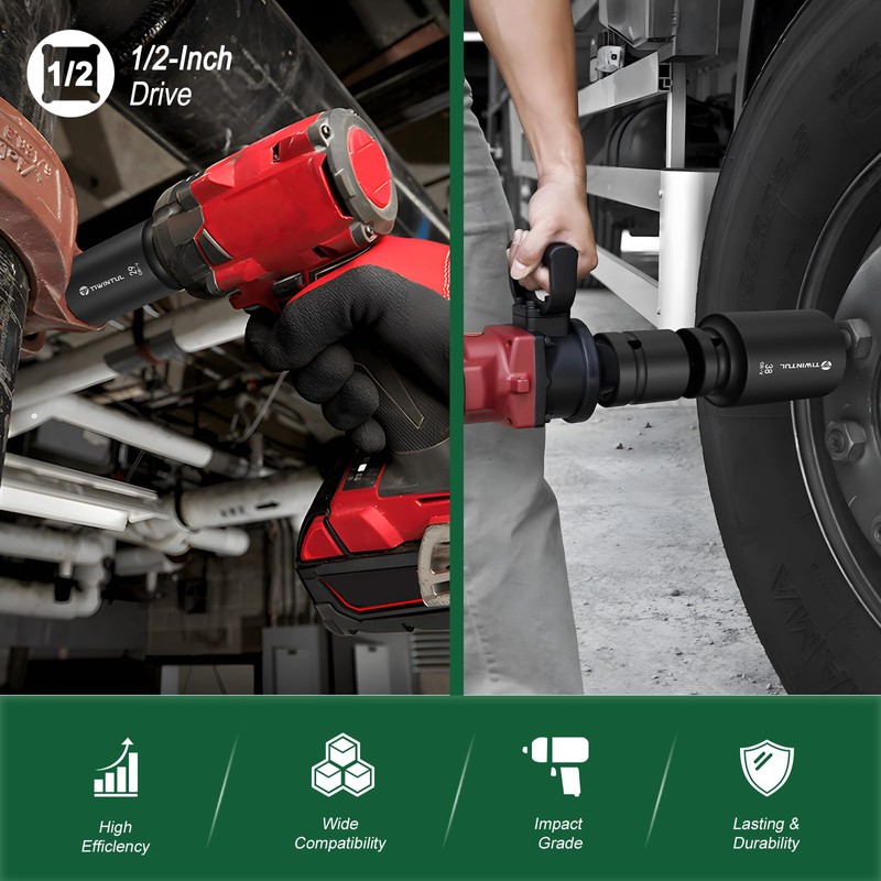 TIWINTUL 11-Piece Axle Nut Socket Set, Metric 1/2 Impact Socket