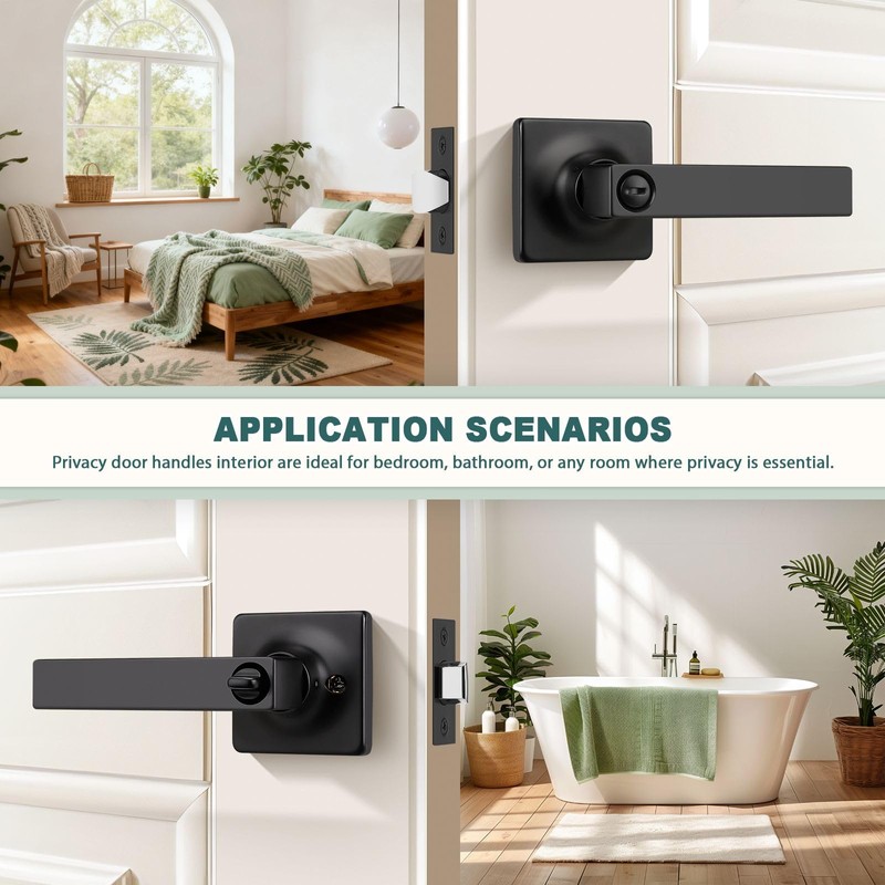 GOBEKOR 6 Pack Matte Black Door Handle Privacy Door Levers