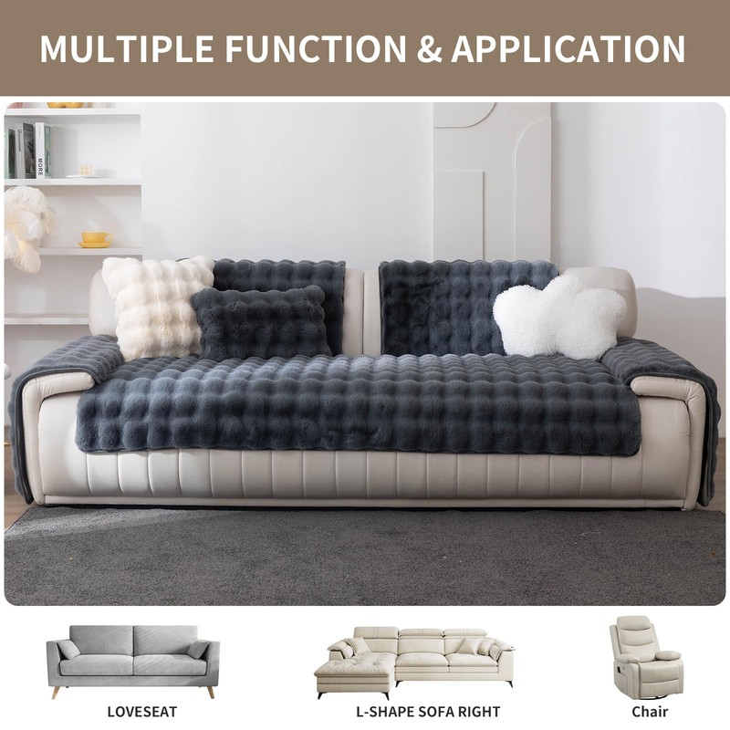 MDSASFD Faux Fur Couch Cover, Soft Warm Plush Sofa Couch