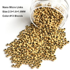 Nano Copper Micro Rings Dreadlock Beads Microlink nano micro tube ring For Tip/Ring Hair Extensions Link Hair Tools Accessories (#13 Bleach Blonde)