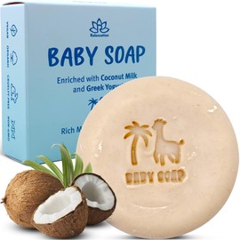 Baby Soap Bar with Greek Yogurt and Coconut Milk - Naturally Cold Processed from Organic Ingredients - Extra Moisturizing Baby's Delicate Skin - Handmade in USA