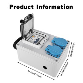 Construction Power Distributor 250 V 2P: Wall Distributor with FI Circuit Breaker 32 A, Distribution Box IP67 Waterproof Socket 2 x 16 A IP44 Waterproof for Indoor Outdoor Workshops Factories