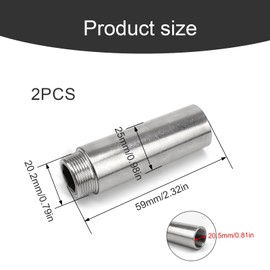 TIANLIN 1/2 Inch Extension, 2 Pieces Tap Extension Stainless Steel 1/2 Inch (Inner Thread Diameter 20 mm x Male Diameter 24.5 mm) Thread Fitting, Not Easy to Rust, for Taps, Corner Valves, Shower