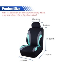Car Front Seat Cover Set, Sporty Breathable Seat Covers with Removable Headrest Covers, Easy Installation Seat Protectors, Universal Car Interior Decoration, Airbag Compatible (Mint Green & Grey)