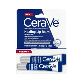 CeraVe Bálsamo labial curativo, tratamiento labial hidratante y calmante con 3 ceramidas esenciales, ácido hialurónico y vaselina, hidratación 24 hora