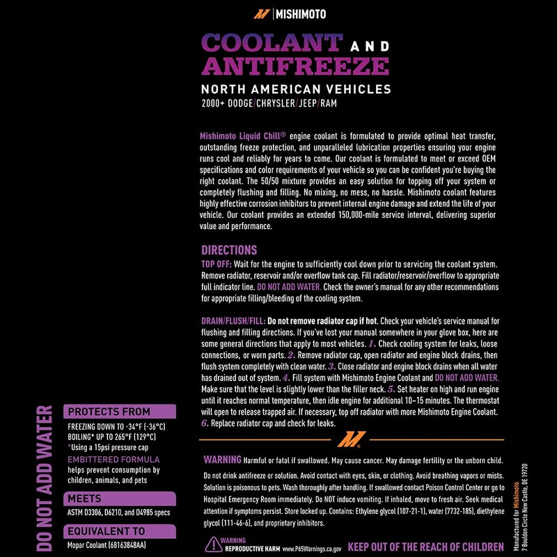 Mishimoto Liquid Chill® OE Coolant, Purple, North American Vehicles, 1