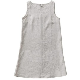 Amazhiyu Women's Linen Sleeveless Shift Dress with Pockets Crew Neck Casual Tank Dress Flax, Large