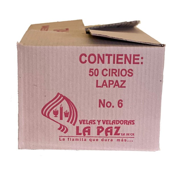 La Paz, Caja con 10 pzs de cirios/Parafina - Larga
