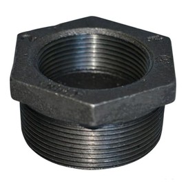 PlumberStop - 2-1/2 X 2 BLACK HEX BUSHING, Black Iron Malleable Pipe Fittings, Steel For Heating Industrial Residential Commerical Plumbing