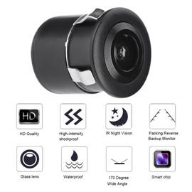 Tonysa Mini CCTV Camera, 170° Wide Angle Wired Waterproof Color CCTV CCD IR Night Vision NTSC Camera for Car