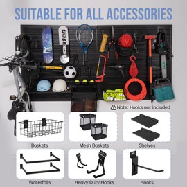 Slatwall Panels 4'x 4' Garage Slat Wall Storage Systems, Slat Wall Paneling Garage Wall Organizer, Black Slat Board PVC Wall Panels Slatwall Displays Garage Tool Organizer Wall Mount Ladder Bike Rack