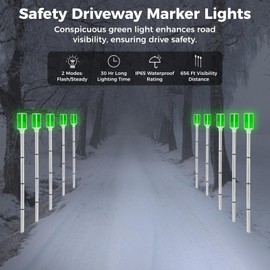 5 Pack Solar Driveway Markers, 37'' Solar Powered Driveway Warning Lights, Driveway Markers Lights with Detachable Poles Stakes, Reflective Driveway Markers for Snow Road Night Drive