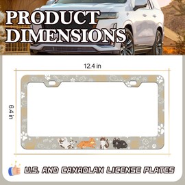 Cat License Plate Frame - 2PCS Cute Cat FUUNY Pet Aluminum Metal License Plate Holder, Rust-Proof Waterproof Car Decorative Tag Frames for Standard Us 12x6 Inch