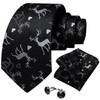 DiBanGu Mens Black Christmas Tie and Pocket Square Set with