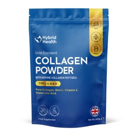 Hybrid Health Collagen Powder with Bovine Peptides | Types I, II, III & IV | 400g | Premium Collagen Supplement for Skin, Hair, Nails, Joints & Gut Health | Hydrolysed & Unflavoured