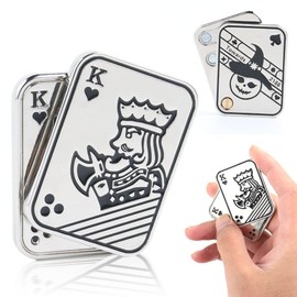 Magnetic Metal Fidget Toys - Metal Poker Push Card Fidget Slider Stress Relief Toy, Men’s EDC Toy Fidget Toy Haptic Coin, Office Desk Toys Gifts for Boyfriend and Father (King K)