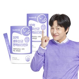 Good & Kids Synbiotics 1 Billion Live Lactobacillus Children's Immune Vitamin D Zinc 2 cans (4 months supply) / 굿앤키즈 신바이오틱스 10억 생유산균 어린이 면역 비타민D 아연 2통(4개월분)