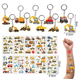 Construction Party Children's Birthday Party Bags, Construction Site Snap Bracelet, Excavator Key Ring, Construction Site Sticker, Give Aways Guest Gift Children for Construction Themes Party Goodie