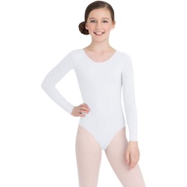 Capezio girls Team Basic Long Sleeve athletic leotards, White, Toddler 2T-4T US