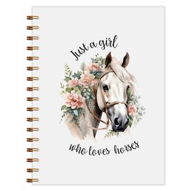 Qnhij Horse Gifts Spiral Notebook 5.5x8.3, Horses Lover Gifts for Women Journal, Aesthetic Floral Horse Journals for Writing, Just a Girl Who Loves Horses Notebooks for Note Taking