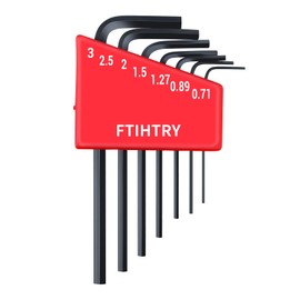 FTIHTRY 7PCS Mini Metric Hex-L Key Allen Wrench, 0.7mm, 0.9mm, 1.27mm, 1.5mm, 2mm, 2.5mm, 3mm,Chrome Vanadium Steel