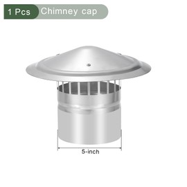 YOKIVE 1 Pcs 5-Inch Round Chimney Cap, 304 Stainless Steel Cone Top Chimney Cap with Screen | Stove Pipe Cap Stovepipe Finial Great for Outside Vent Flue Roof