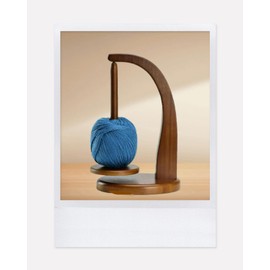 ZMShenMa Wooden Rotatable Spool Holder, High-Performance Magnetic Hand Woven Yarn Holder, Wooden Yarn Shaft Rotating Tool (Brown)