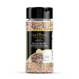GranAroma Rainbow Nonpareils, 7.2 oz, Decorative Sprinkles, Cakes & Cookies, Bakery Staple