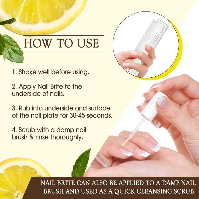 Gena Nail Brite Whitening Scrub with Brush, Cleans Conditions &