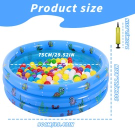 Shyllin 80 x 80 x 22 cm Inflatable Children's Pool, Three Ring Inflatable Paddling Pool, Paddling Pool for Children, Baby Pool Play Pool (Dark Blue L)