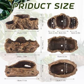 Sunnychicc 3 Pcs Driftwood Stump Log Concrete Planter Driftwood Planter Succulent Pot Plant Pot for Succulents for Outdoor Indoor Home Patio Garden Decoration (Retro)