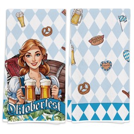 FARMNALL Cotton Oktoberfest Kitchen Towels Set of 2 Octoberfest Dish Towels 18x26 Inch Oktoberfest Party Decorations and Supplies for Home Kitchen Dining
