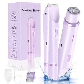 Electric Bikini Trimmer for Women, Rechargeable 2 in 1 Body & Facial Hair Removal, Waterproof Wet & Dry Use Trimmer for Women, Winter & New Year Gift, Valentine's Day Gift:_Upgrade Purple(3-in-1）