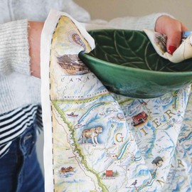 Xplorer Maps Glacier National Park Map Decorative Flour Sack Kitchen Tea Towel - 100% Cotton - 18" x 24"