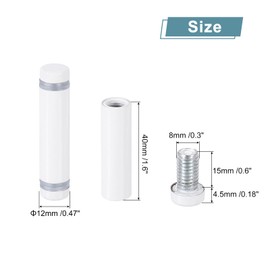 uxcell 8 Pcs Standoff Screws, 1/2" x 2" Stainless Steel Double Head Advertising Screws Wall Standoff Mounts Hardware for Acrylic Glass Sign Holder Wine Glass Rack, White