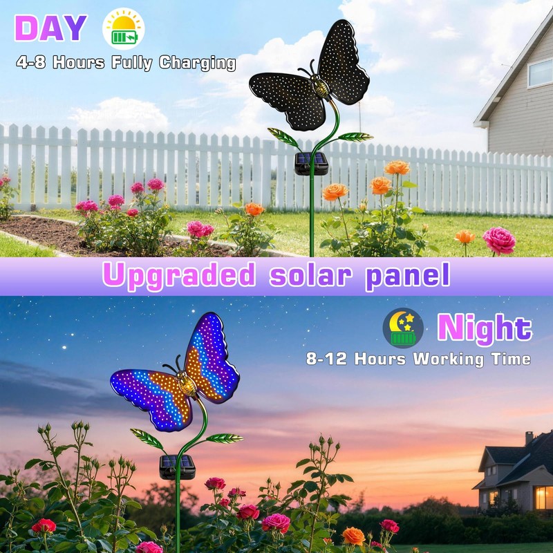 EDOF Solar Butterfly with Sparkling Light-Up Wings Garden Lights Outdoor