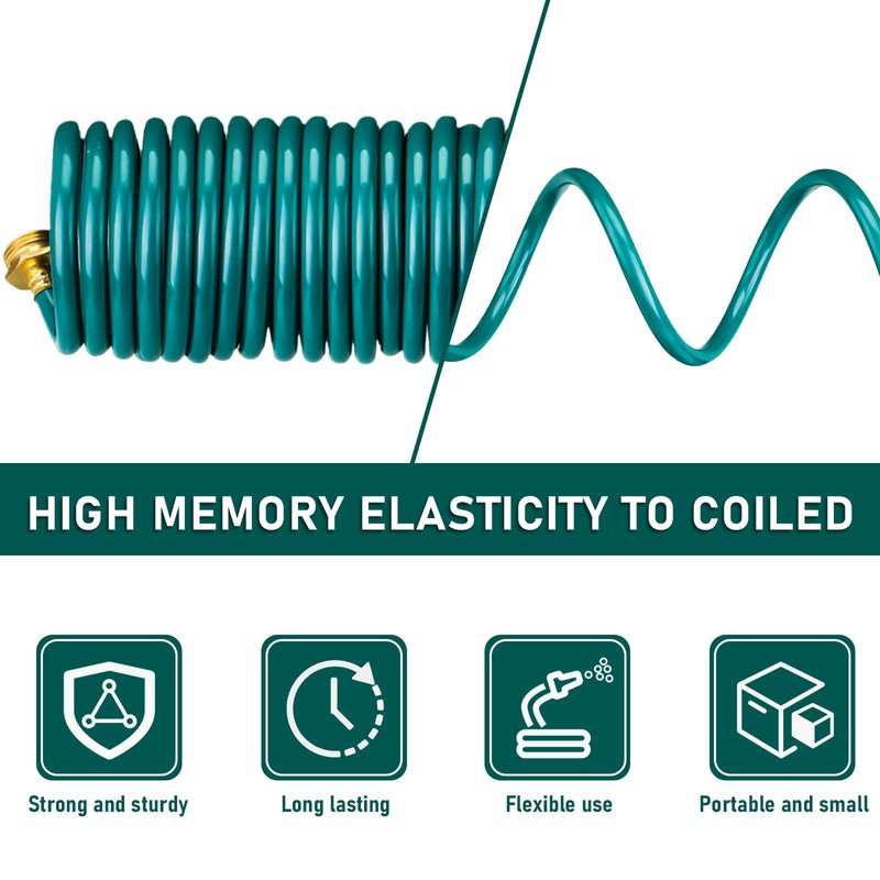 Pangda 25 Ft x 3/8'' Coil Garden Hose EVA Recoil