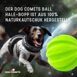 Dog Comets Ball Swift Tuttle with Rope Diameter 6 cm - Dog Toy - Dog Toy Ball - Dog Ball - Natural Rubber - Dog Ball - Green