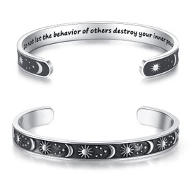 TONY & SANDY Motivational Bracelet Inspirational Gifts for Women Friendship Jewelry Friends Sister Do Not Let The Behavior Of Others Destroy Your Inner Peace Sun Moon