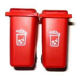 Desk Top Mini Plastic Trash Can Small Waste Bin with Lid, Set of 2