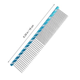 UEETEK Pet Grooming Comb Dogs Cats Comb Stainless Steel (Blue)
