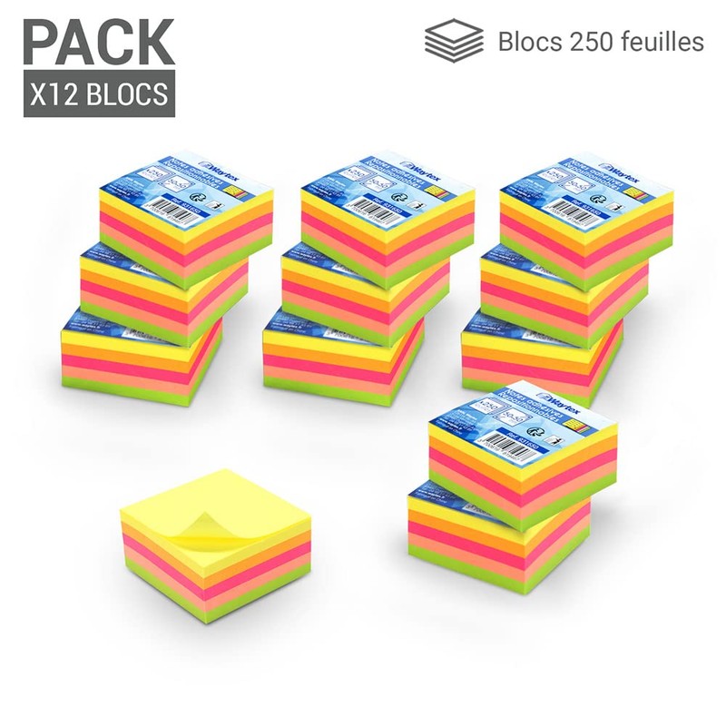 WAYTEX 3000 Sticky Notes Neon Sticky Notes 12 Mini Pads
