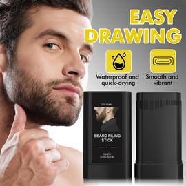 Beard Pencil Filler for Men,Beard Pen Filler Long Lasting Coverage Waterproof & Natural Finish Beard Filling Pen with Brush,Barber Styling Pencil - Fill, Shape & Define Perfect Beard 03