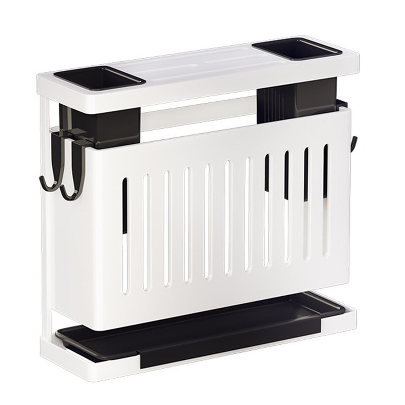 Kitchen Knives Chopstick Rack with Draining Tray Wall Mounted Multifunctional