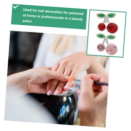 Healvian 180pcs Cherry Nail Charms Rhinestones Glitter Nail Jewelry DIY Art Charms