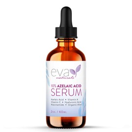 Eva Naturals Azelaic Acid 10% Facial Serum, 2 oz., Skin Brightening Hyaluronic Acid and Niacinamide, Redness Relief, Fade and Repair Dark Spots