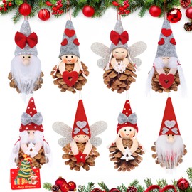 Christmas Tree Decoration Gnome, Pack of 8 Pine Cones Christmas Tree Decoration, Mini Christmas Gnome Set, Christmas Tree Decoration, Small Gnome Christmas Decoration Figures, Tree Decoration
