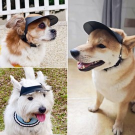 NAMSAN Small Dog Sun Visor Hat with Ear Holes, Adjustable Dog Baseball Cap for Small Dogs, Summer Beach Visor Hats for Dogs Like Westie Corgi French Bulldog, Black
